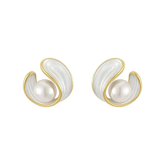 Pearl Swirl Stud Earrings