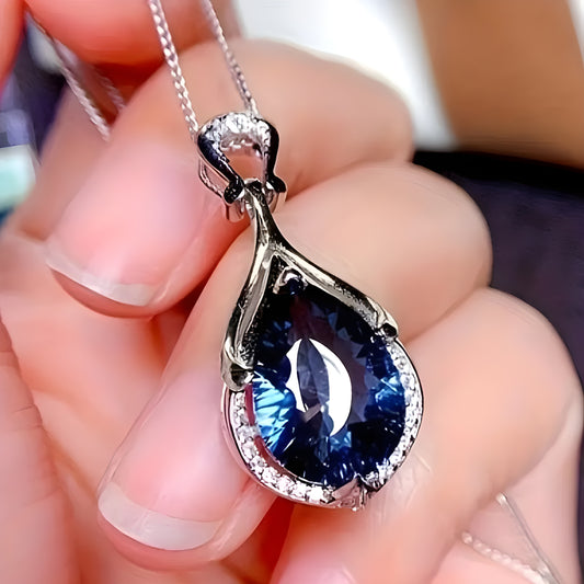Sapphire Blue Teardrop Necklace