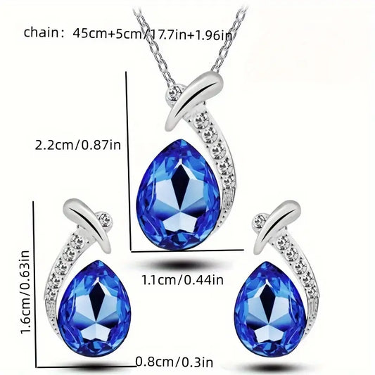Sapphire Blue Teardrop Set
