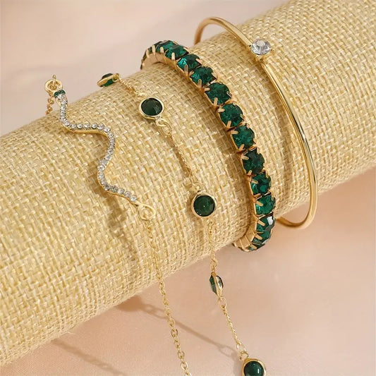 Emerald Glow Bracelet Set