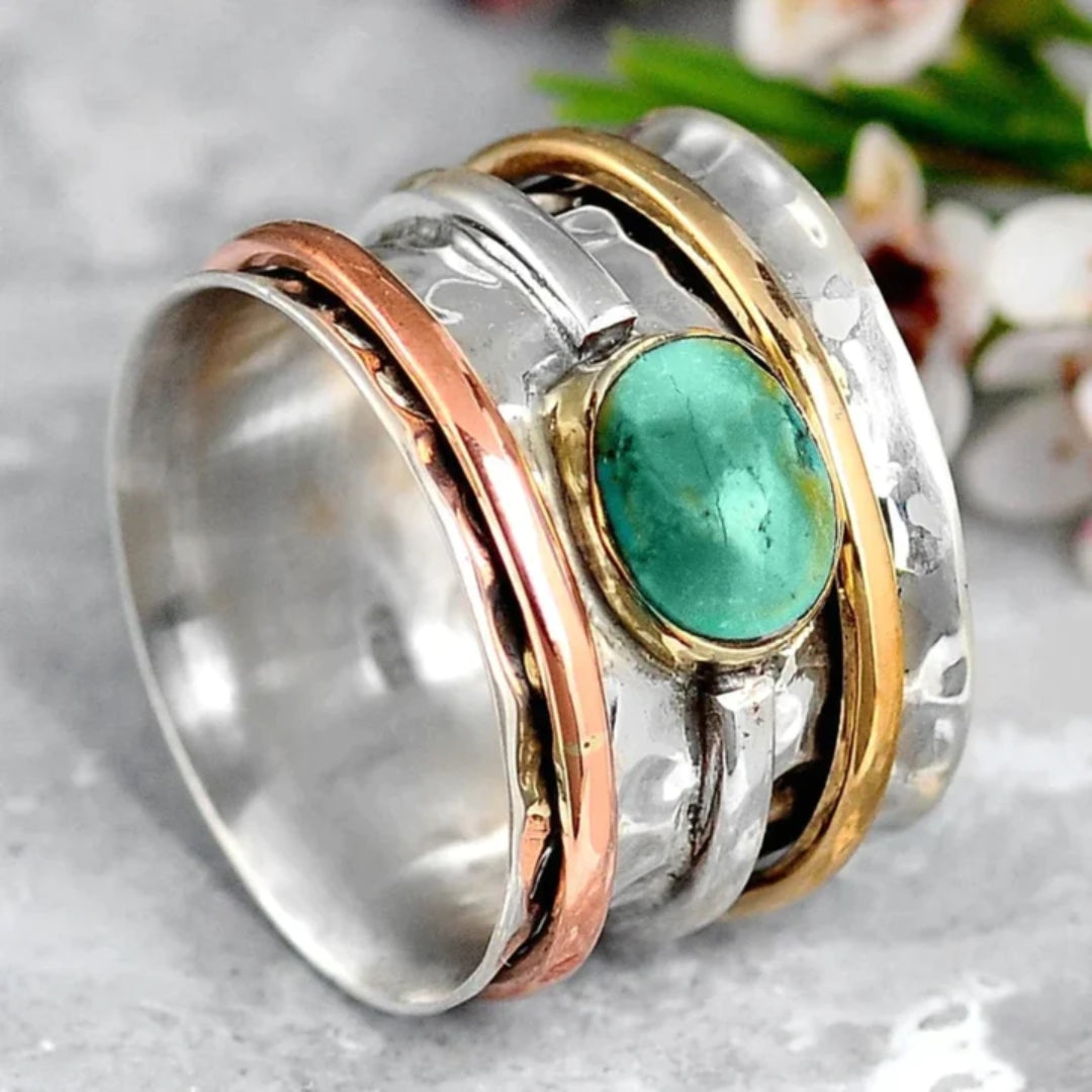 Tri-Tone Turquoise Ring