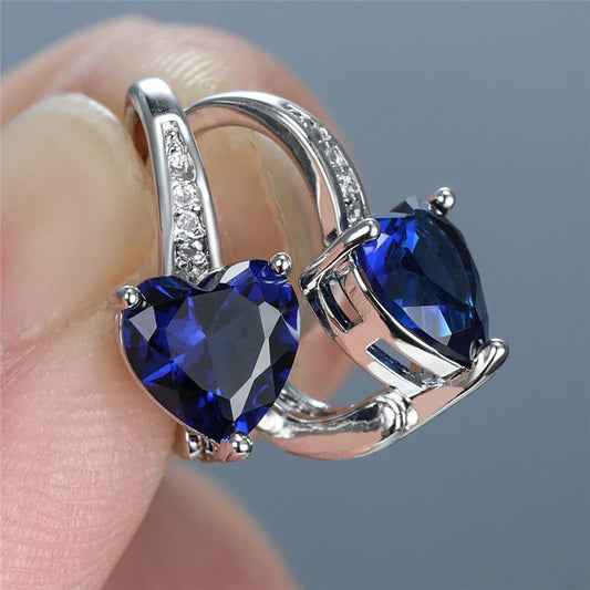 Sapphire Blue Heart Earrings