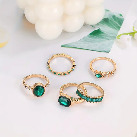 Emerald Glow Stacking Ring Set