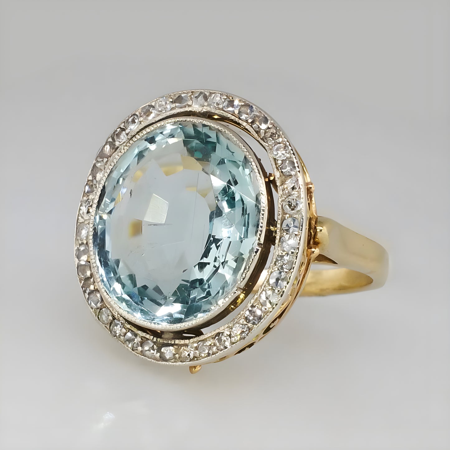 Blue Crystal Gold Ring