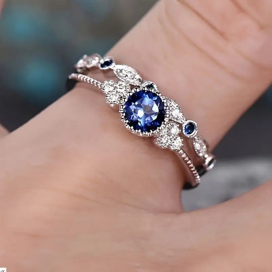 Sapphire Blue Ring Set