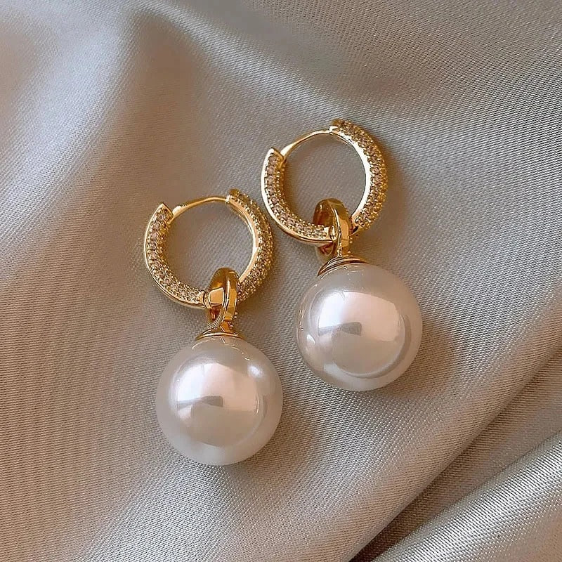 Pave Pearl Hoops
