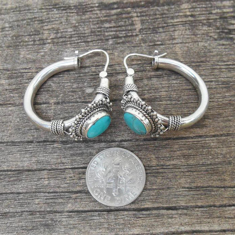 Vintage Turquoise Hoops