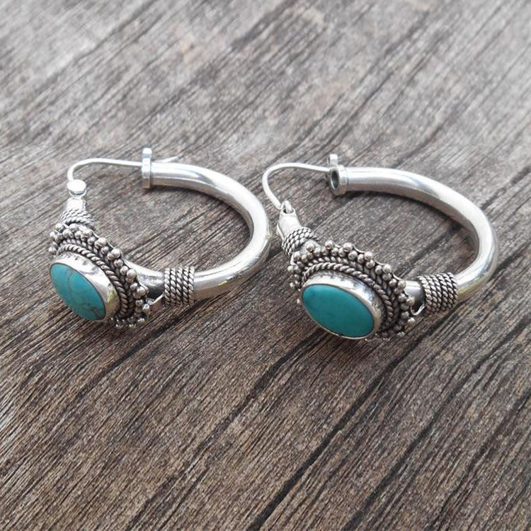 Vintage Turquoise Hoops