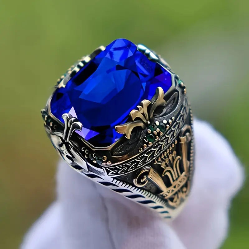 Sapphire Blue Signet Ring