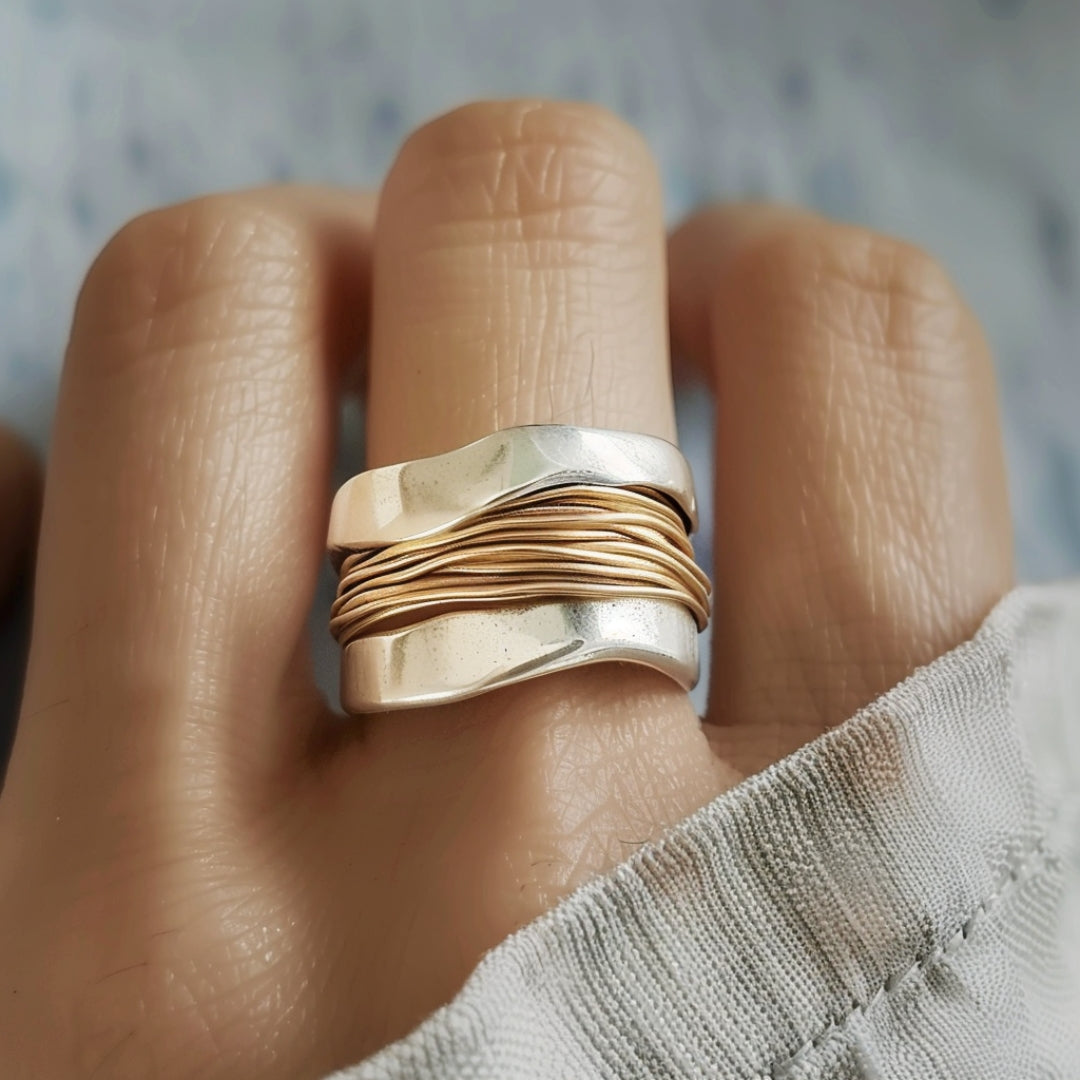 Silver Gold Twist Ring