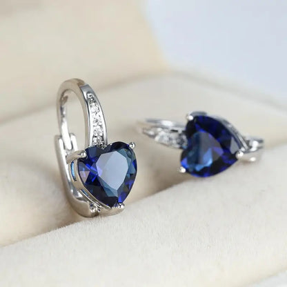 Sapphire Blue Heart Earrings