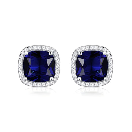 Sapphire Blue Square Studs