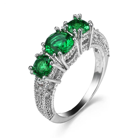 Emerald Glow Trinity Ring