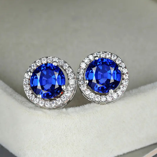 Sapphire Blue Halo Studs