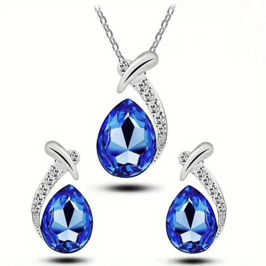 Sapphire Blue Teardrop Set