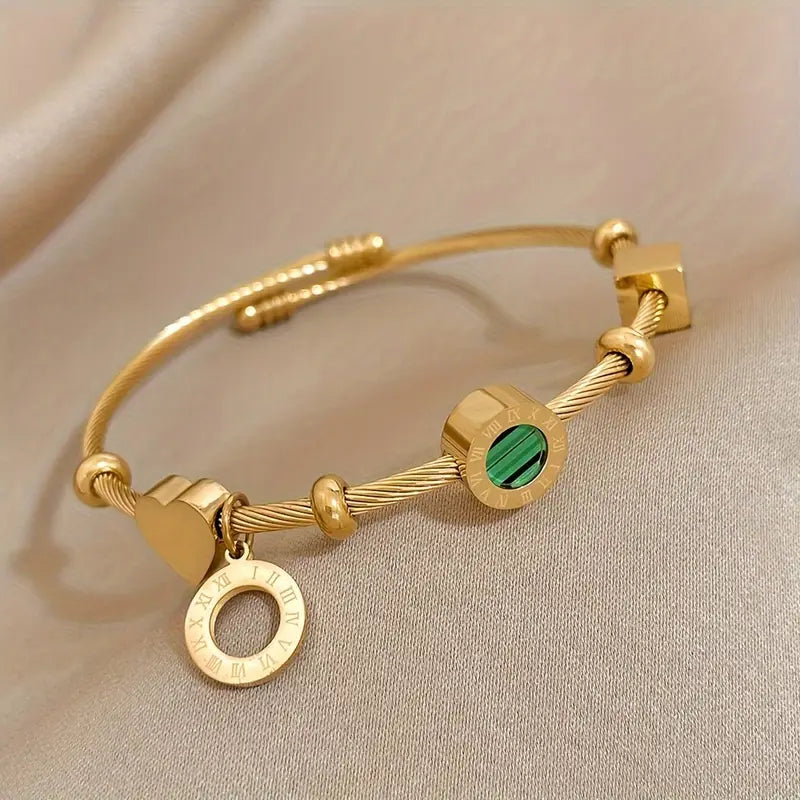Emerald Glow Charm Bracelet