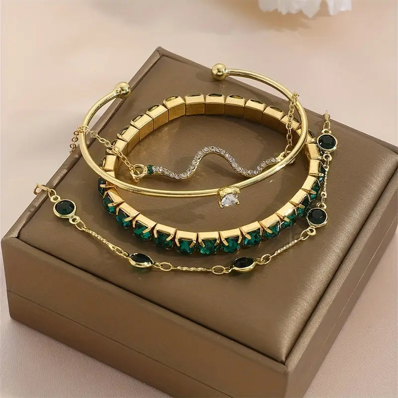 Emerald Glow Bracelet Set
