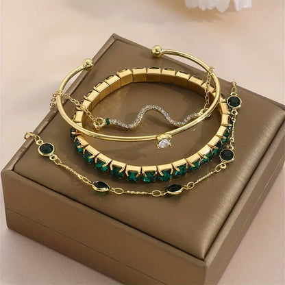 Emerald Glow Bracelet Set