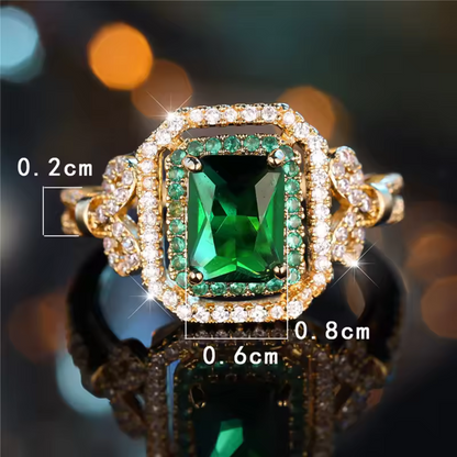 Emerald Glow Royal Halo Ring