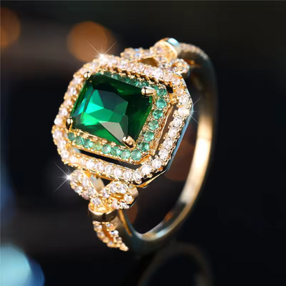 Emerald Glow Royal Halo Ring