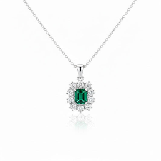 Emerald Glow Halo Necklace