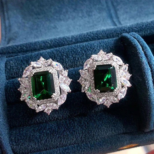 Emerald Glow Royal Stud Earrings