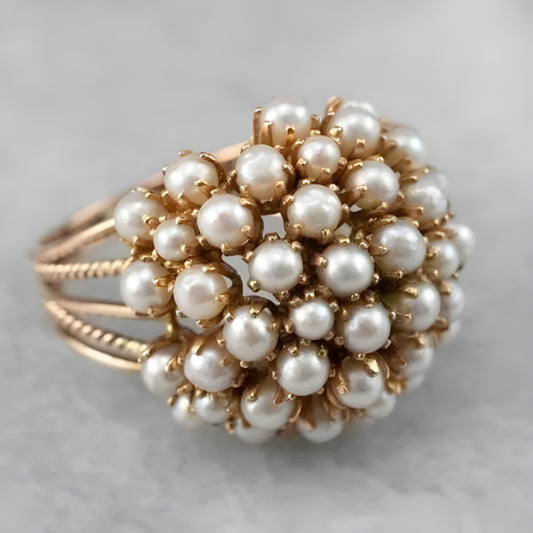 Vintage Pearl Cluster Ring