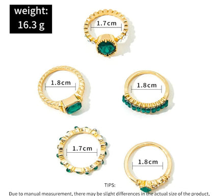Emerald Glow Stacking Ring Set