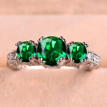 Emerald Glow Trinity Ring