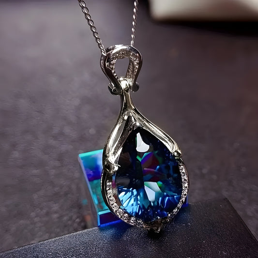 Sapphire Blue Teardrop Necklace