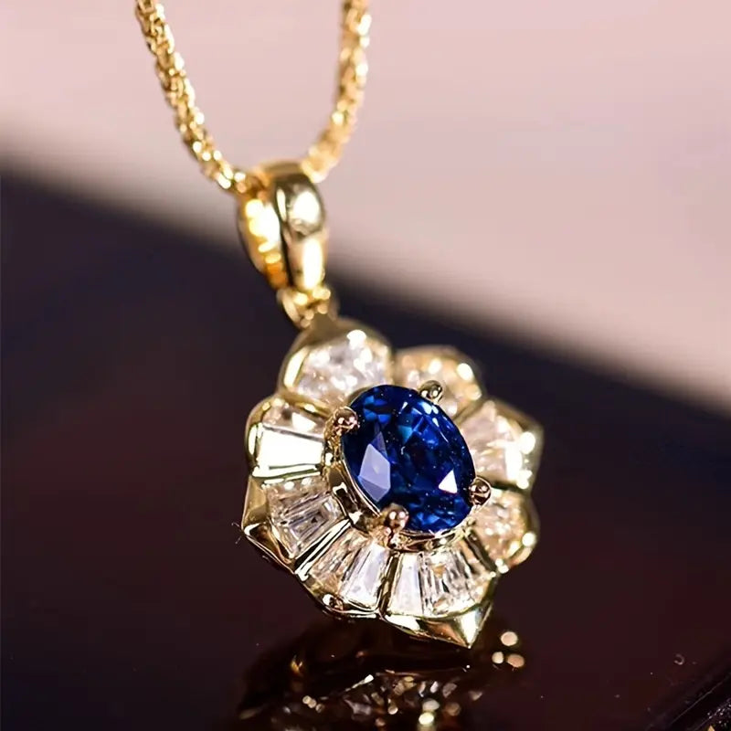 Sapphire Blue Pendant Necklace