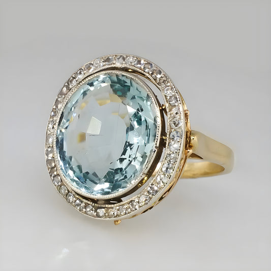 Blue Crystal Gold Ring