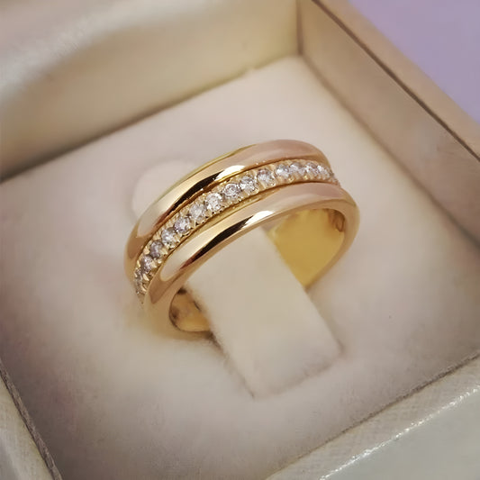 Crystal Line Gold Ring