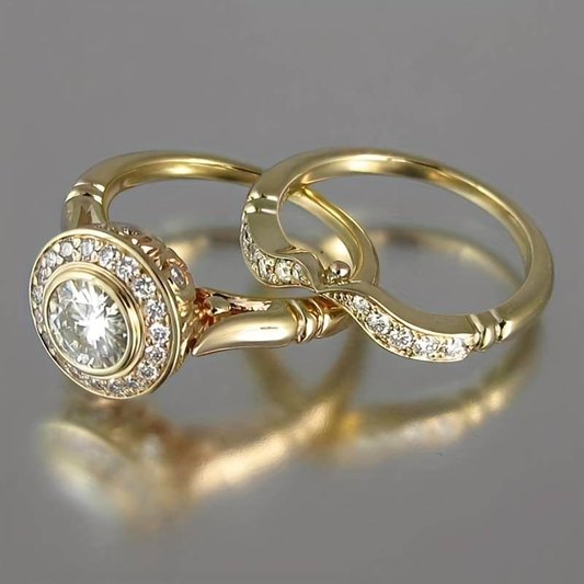Golden Halo Duo Ring Set