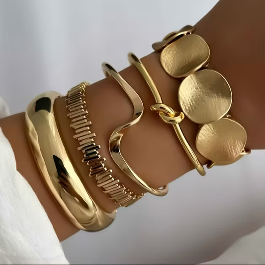 Sculpted Gold Bracelet Set