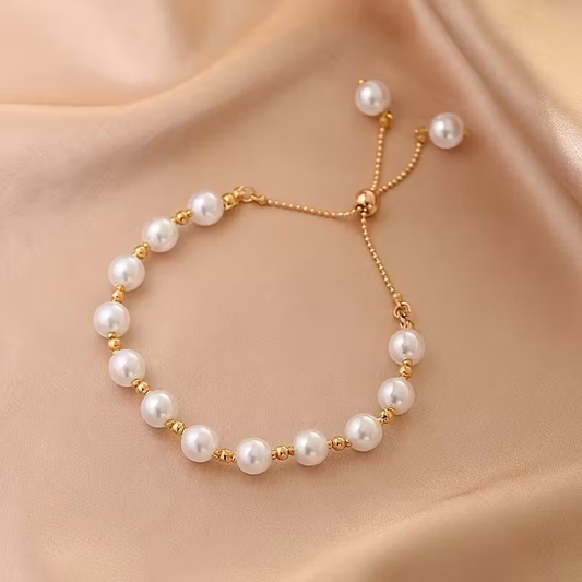 Adjustable Golden Pearl Bracelet