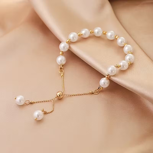 Adjustable Golden Pearl Bracelet
