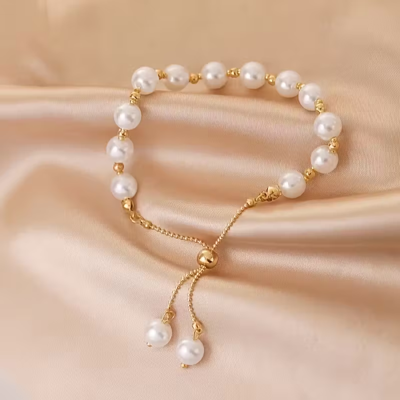 Adjustable Golden Pearl Bracelet