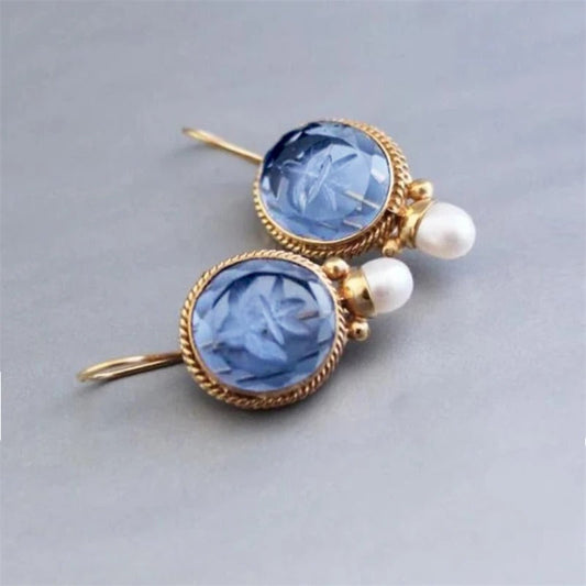 Vintage Blue Stone Pearl Drops