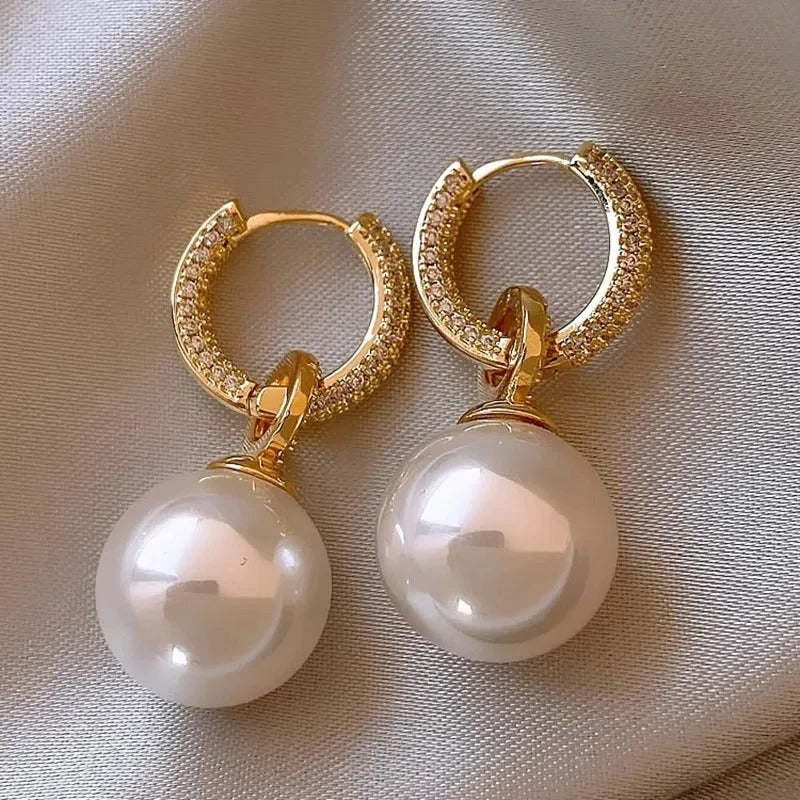 Pave Pearl Hoops