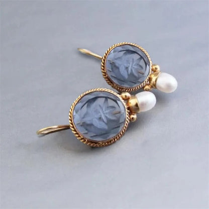 Vintage Blue Stone Pearl Drops